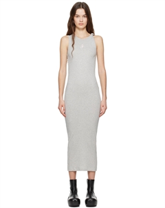 Серое платье миди с логотипом якоря и перекрученными бретелями Jw anderson