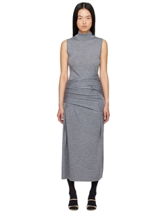 Серое драпированное трикотажное платье макси TOTEME Toteme