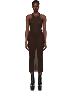 Коричневое платье-миди Hollywood Tank Rick owens