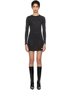 Черное мини-платье с длинными рукавами и круглым вырезом Alexander wang