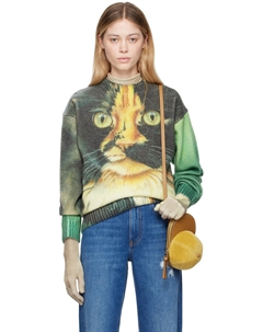 Зеленый принтованный свитер Jw anderson