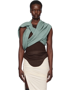 Кожаный топ «Голливуд Тройной пончик» синего цвета Rick owens