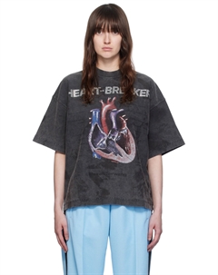 Серая футболка «Heartbreaker» вырвана из дырки Alexander wang