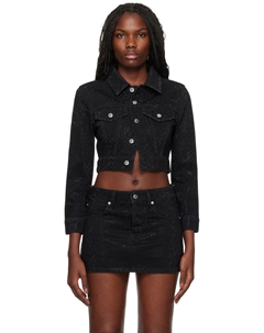 Черная джинсовая куртка с эффектом кристаллической фиксации Alexander wang