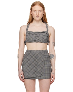 Серая клетчатая кофточка Ganni