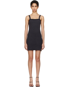 Черное вафельное трикотажное хлопковое стрейч-мини-платье Alexander wang