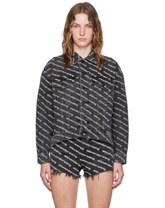 Черная джинсовая куртка с принтом и логотипом Falling Back Alexander wang