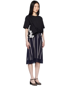 Черная и синяя драпированная футболка-комбинация, платье idi, черное/idnight, многоцветное 3.1 phillip lim