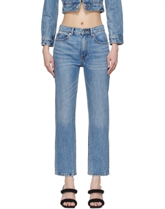 Синие джинсы OG с высокой посадкой и зауженными бретелями, Vintage light indigo Alexander wang