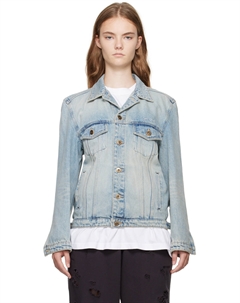 Синяя джинсовая куртка с потертостями, Sky We11done