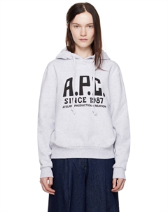 Серая толстовка с принтом и этикеткой, Heather grey A.p.c.