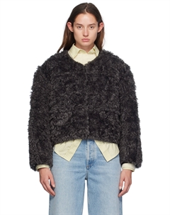 Двусторонняя куртка Charmaine из искусственной овчины серого и черного цветов Stand studio