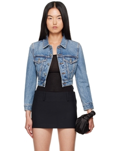 Синяя усаженная джинсовая куртка, Vintage medium indigo Alexander wang