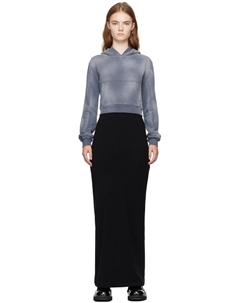 Платье-макси с капюшоном серого и черного цветов We11done