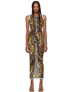 Платье макси «Бабочка» желто-бежевого цвета Jean paul gaultier