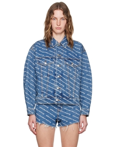 Синяя джинсовая куртка с логотипом Game, темно-синий/белый Alexander wang