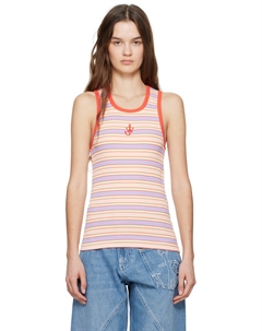 Майка в полоску с разноцветной контрастной отделкой, розовый/мультиколор Jw anderson