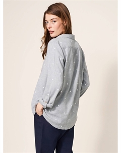 Рубашка из органического хлопка с квадратной вышивкой, серый/белый White stuff