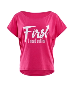 Спортивная футболка Kurzarmshirt Ultra Light mit Glitzer Aufdruck MCT002, цвет deep pink/glitzer/weiß Winshape