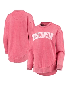 Женский свитшот Pressbox Red Wisconsin Badgers Vintage Wash Pullover Unbranded