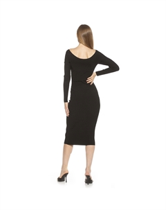 Женское трикотажное платье в рубчик с длинными рукавами Christy Crossover, коричневый Alexia admor