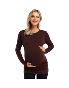 Рубашки для беременных, женские топы с V-образным вырезом и боковой пуговицей, топы больших размеров для женщин, рубашки больших размеров для беременных, цвет Coffee Coolmee