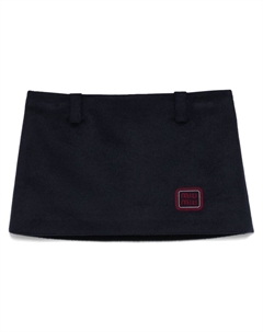 Юбка мини с вышитым логотипом, синий Miu miu