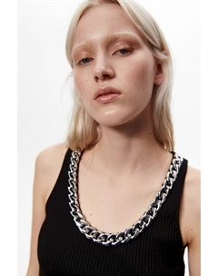 Майка в рубчик с цепочкой, черный H&m