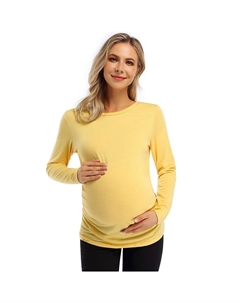 Рубашки для беременных, женские топы с V-образным вырезом и боковой пуговицей, топы больших размеров для женщин, рубашки больших размеров для беременных, желтый Coolmee