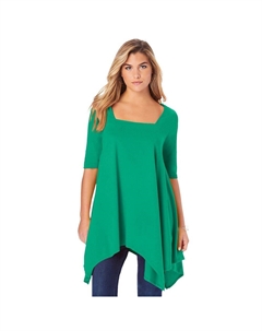 Женская туника больших размеров с квадратным вырезом и подолом Ultimate Туника, цвет Tropical Emerald Roaman's