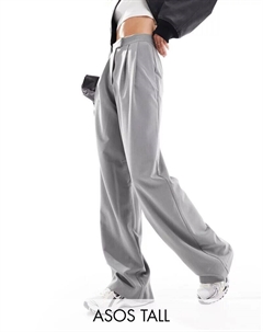 Серые строгие брюки широкого кроя Tall Asos