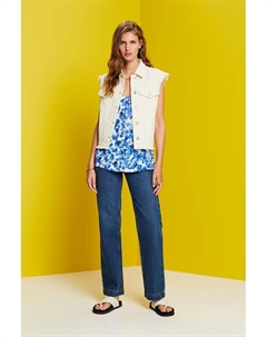 Топ с цветочным узором, белый Esprit