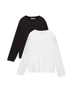 Лонгслив Shirt, черный/белый Pull & bear