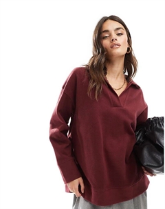 Супермягкий удлиненный регбийный свитер бордового цвета Asos design