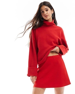 Супермягкий водолазка с манжетами красного цвета - RED Asos design