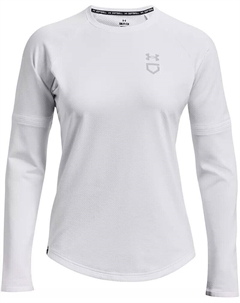 Женский пуловер с круглым вырезом для софтбола, белый/модно-серый Under armour