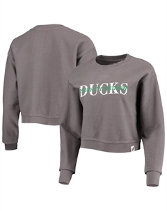 Классический укороченный пуловер с укороченным шнуром из древесины графитового цвета Oregon Ducks для женской лиги, студенческая одежда, толстовка Unbranded