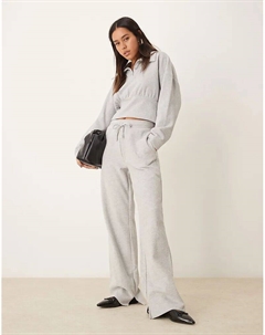 Супермягкие широкие брюки-джоггеры на шнурке серого меланжевого цвета Asos design