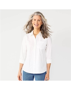 Эластичная рубашка Petite Essential Comfort, белый Croft & barrow