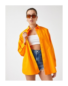 Рубашка из поплина с длинным рукавом, хлопок, оранжевый Koton