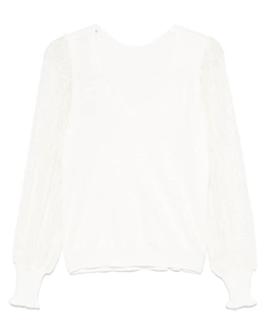 Свитер с кружевными рукавами, серый Twinset