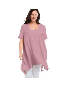 Женская туника из льняной смеси больших размеров с платиновым краем, цвет Dusty Pink Ellos