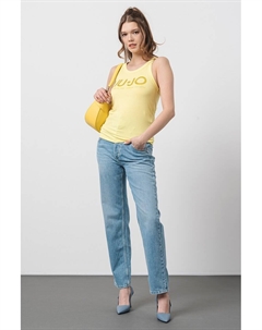 Топ с логотипом из декоративного камня, желтый Liu jo