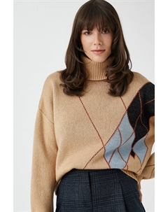 Женский свитер с рисунком из верблюжьей шерсти, коричневый Koton