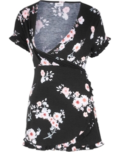 Туника для беременных/туника для кормления с цветочным принтом, черный Bpc bonprix collection