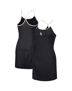 Женское черное платье с v-образным вырезом и бретелями в стиле Lusso Los Angeles Dodgers Nakita Unbranded