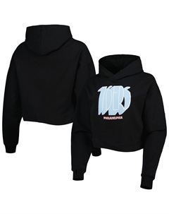 Женский укороченный пуловер с капюшоном Lusso Black Philadelphia 76ers Layla World Tour Unbranded