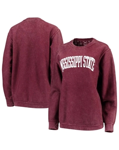 Женский свитшот Pressbox Maroon Mississippi State Bulldogs с удобным шнурком и винтажной стиркой, базовый пуловер с аркой Unbranded