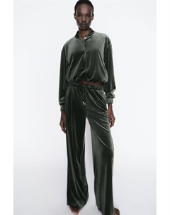 Бархатная куртка-бомбер, хаки Zara