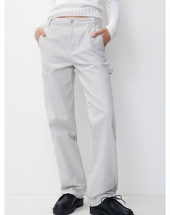 Тканевые брюки Loose fit Pants, белый Pull & bear